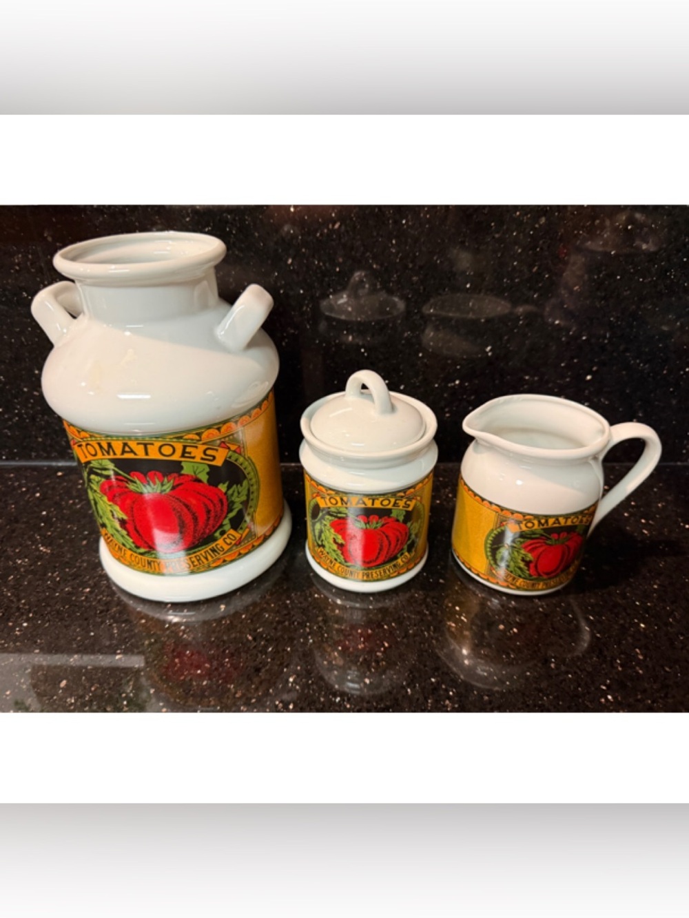 ✨ Rare Vintage Mann Wayne County Preserving Co. Ceramic Canister Set